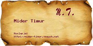 Mider Timur névjegykártya